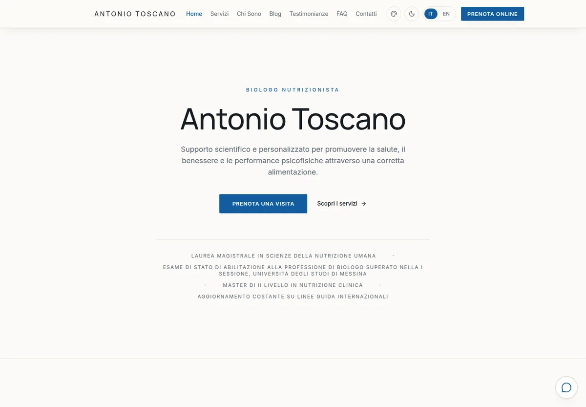 Anteprima del sito Antonio Toscano, realizzato da Daniele